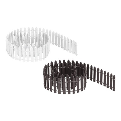 Unique Bargains Wood Iron Wire Decorative Miniature Picket Fence 35.4 Inch White + Brown 1 Set
