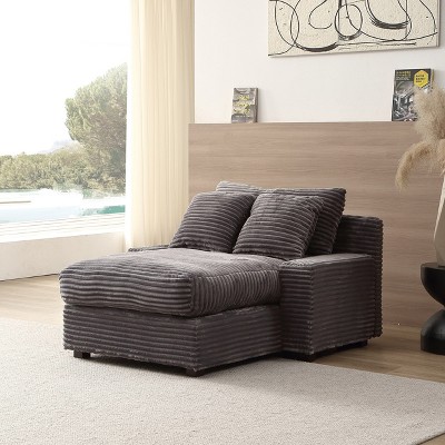 VASIP Modern Beige Sleeper Sofa Bed - Luxury Corduroy Upholstery Couch with Chaise | Convertible Daybed for Living Room