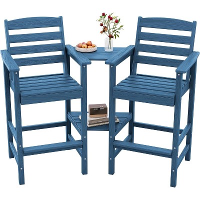 BI&SEA High chair with connecting tray, 24 inch HDPE pole high outdoor chair, suitable for balcony, outdoor