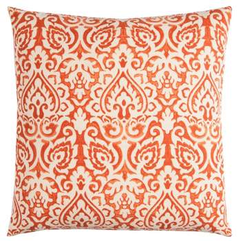 22"x22" Dulane Damask Square Throw Pillow Orange - Rizzy Home