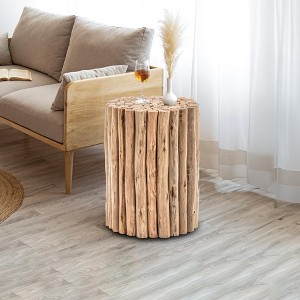 NicBex Natural Cylinder Wooden Coffee Table Decor,Small End Table for Living Room,Living Room Furniture - 1 of 4