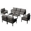 9-Pieces Patio Seating Set With Plastic Frame,Thick Cushion And Square Coffee Table,Outdoor Furniture,Patio Conversation Set -Maison Boucle - 2 of 4