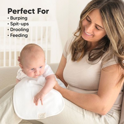 Soft White Organic Cotton Plush Baby Burp Cloth Set