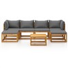 vidaXL Garden Lounge Set Dark grey cushions, Natural wood - 3 of 4