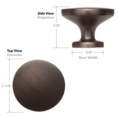 Oil Rubbed Bronze Round Cabinet Knobs with Mounting Hardware, 10-Pack