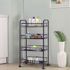 Costway 4 Tier Utility Storage Rack Trolley Cart Home Kitchen Organizer  Baskets Black - 3 of 4