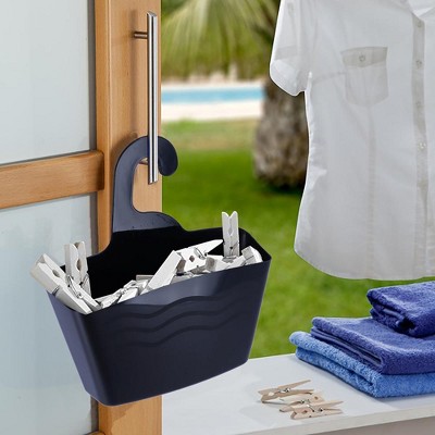 Black Plastic Hanging Shower Caddy with Hook