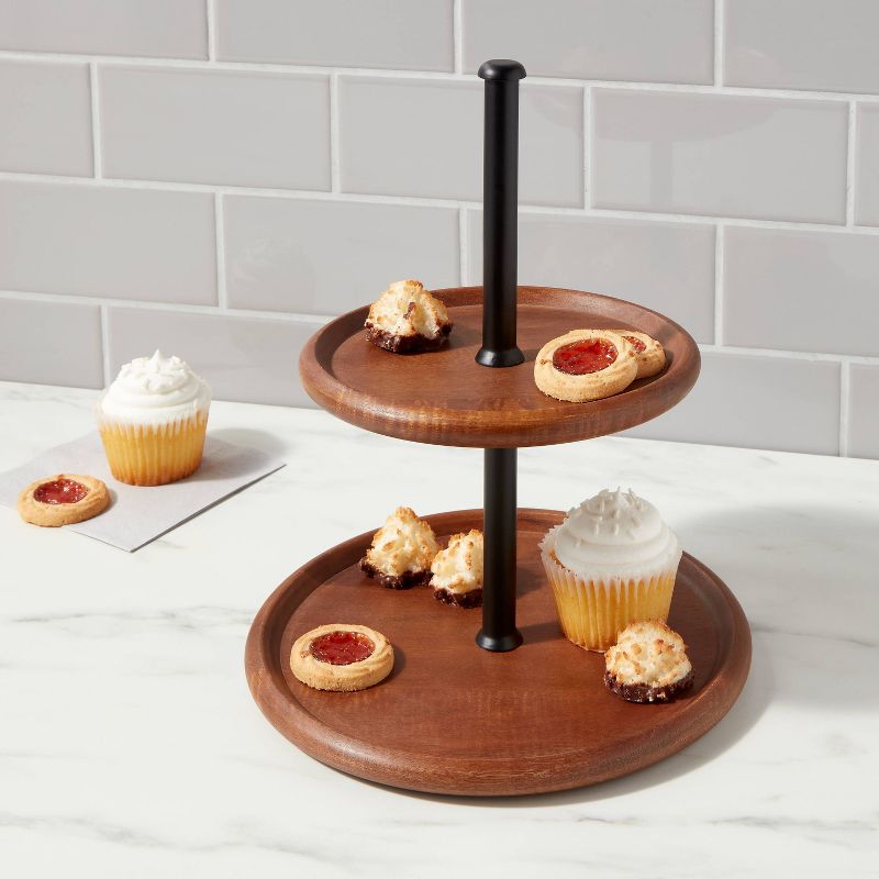 Wood and Iron 2-Tier Serving Stand - Threshold&#8482;, 3 of 5