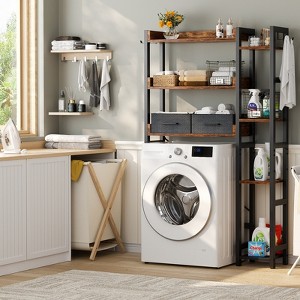 Aheaplus 31'' W Over-the-Toilet Storage Shelf with 2 Drawers and 4 Hooks for Restroom and Laundry - 1 of 4