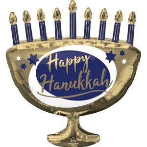 Anagram Pre-Inflated Helium Hanukkah Menorah Supershape Foil Balloon - 1 of 4