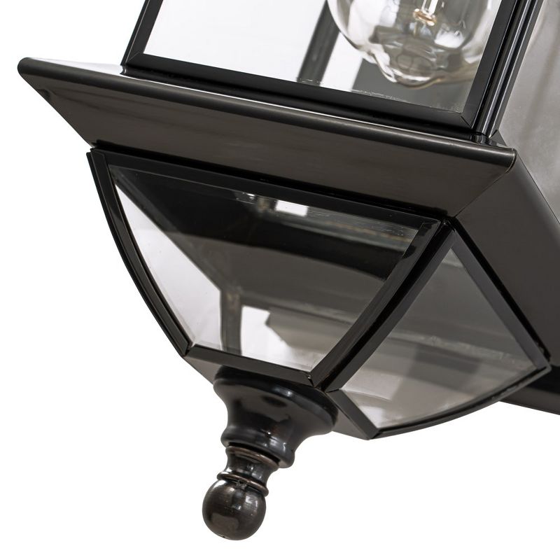 C Cattleya 17.5 in. Dark Bronze Finish Brass Outdoor Wall Lantern Sconce with Clear Tempered Glass, 5 of 10