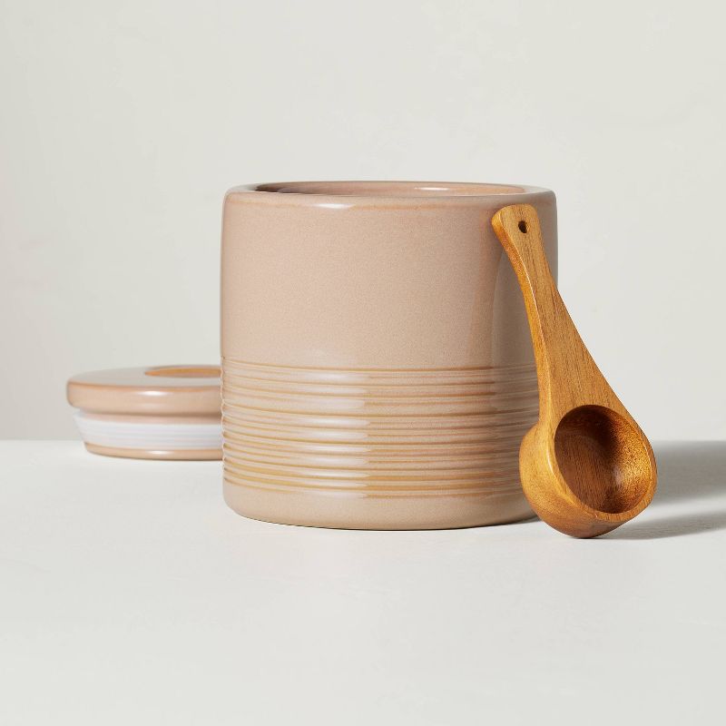16oz Ribbed Stoneware Coffee Canister with Wood Scoop Blush - Hearth &#38; Hand&#8482; with Magnolia, 5 of 12