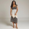 Knit & Lounge Women's Tiered Maxi Dress with Smocked Bodice Adjustable Tie Straps Colorblock Floral Print - 4 of 4