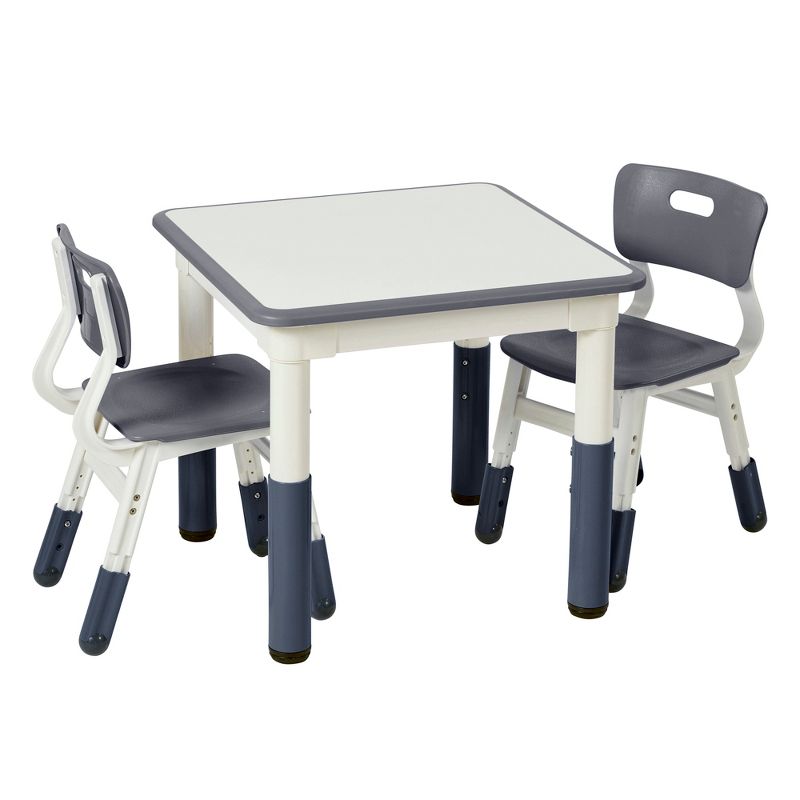 ECR4Kids Square Resin Dry-Erase Adjustable Activity Table with 2 Chairs (3-Piece Set), 1 of 11