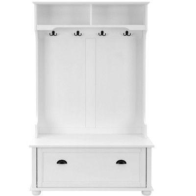 NicBex 40 inch Hall Tree for Hallway,Modern Coat Racks with 4 Hooks and Open Shelves,Entryway Furniture for Hallway,Living Room,Bedroom,White/Gray