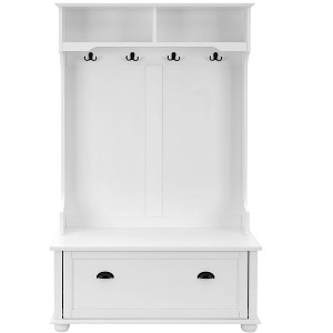 NicBex 40 inch Hall Tree for Hallway,Modern Coat Racks with 4 Hooks and Open Shelves,Entryway Furniture for Hallway,Living Room,Bedroom,White/Gray - 1 of 4