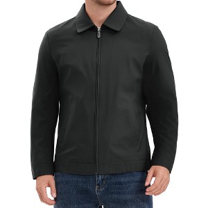 INSPIRE CHIC Men's Lapel Full Zip Up Solid Color Casual Lined Jacket - 1 of 4