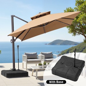 Crestlive Products 13FT Patio Cantilever Umbrella with Base Set Double Top High-strength Aluminum 360°Rotation 5 Heights Adjustable - 1 of 4