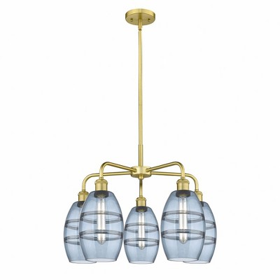 Vaz - 5 Light Stem Hung Chandelier In Industrial Style-13.63 Inches Tall and 23.88 Inches Wide