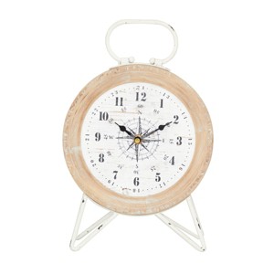 13"x8" Metal Compass Clock Brown - Olivia & May: Silent, Arabic Numerals, Indoor Use - 1 of 4