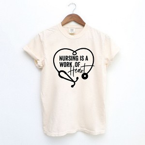 Simply Sage Market Women's Nursing Is A Work of Heart Short Sleeve Garment Dyed Tee - 1 of 2