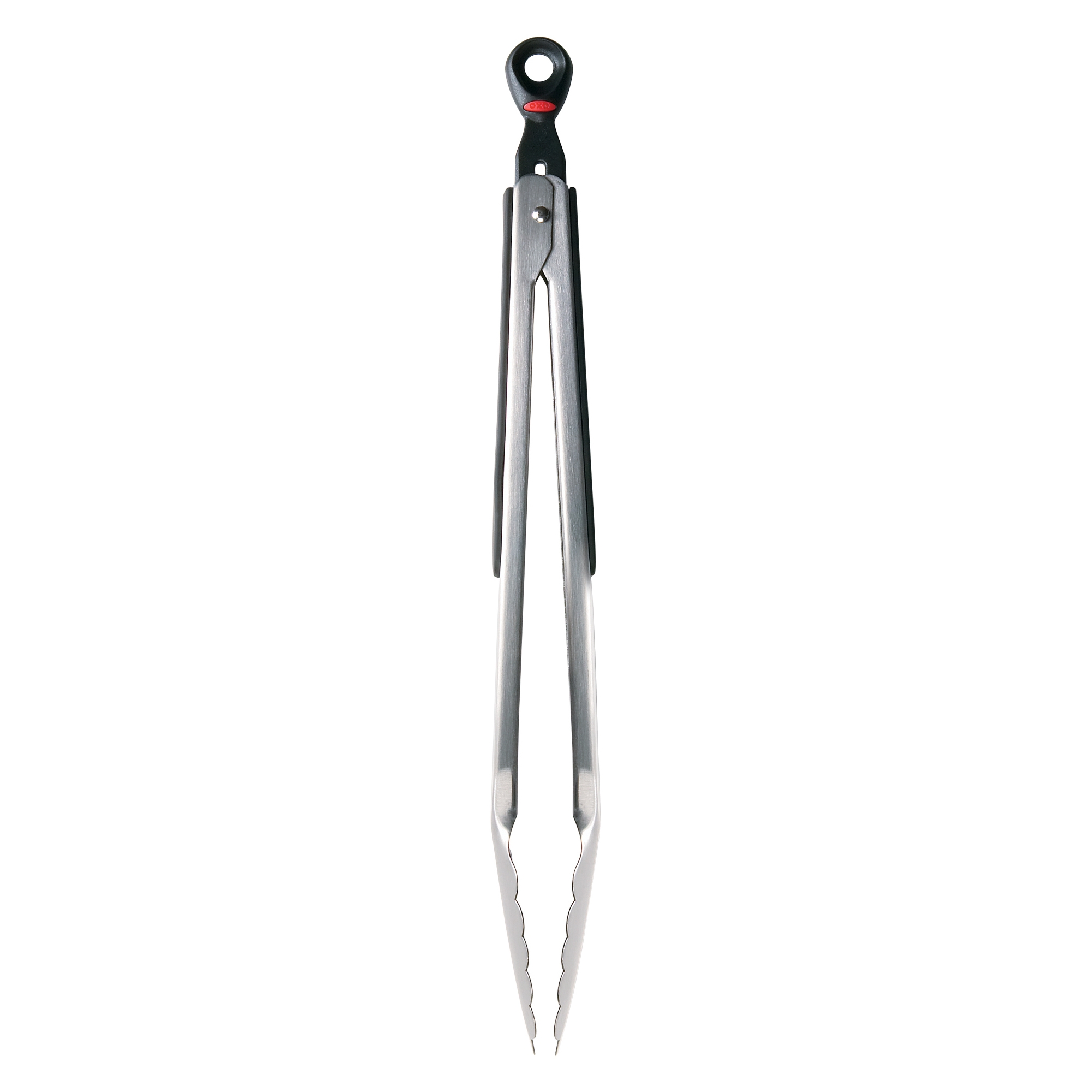 OXO 12" Tongs: Stainless Steel Kitchen Tongs with Locking Mechanism, Dishwasher-Safe, Light Silver