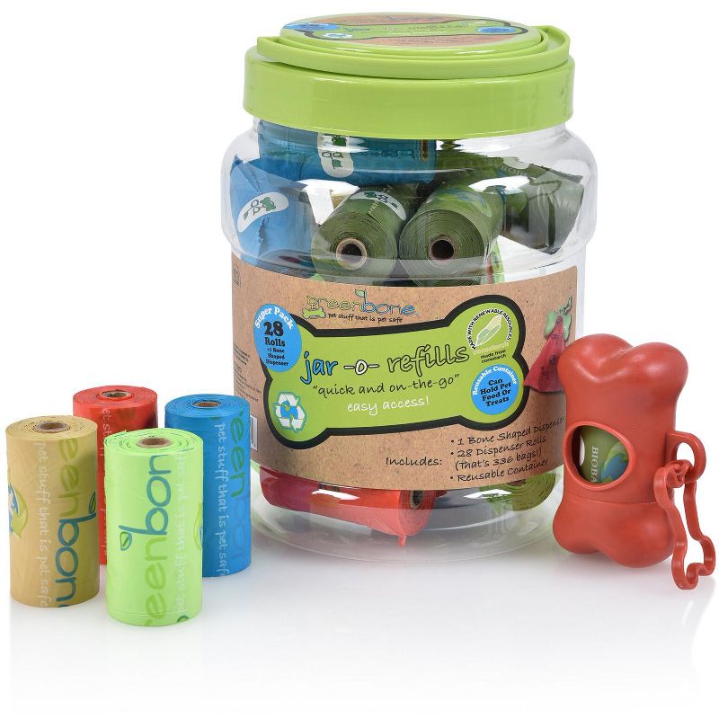 Greenbone jar-o-refills Dog Poop Bag & Dispenser , 28 Count, 1 of 4