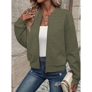 Womens Bomber Jacket Coat Casual Stand Collar Zip Up Lightweight Fall Fashion Jackets Outfits - 1 of 4