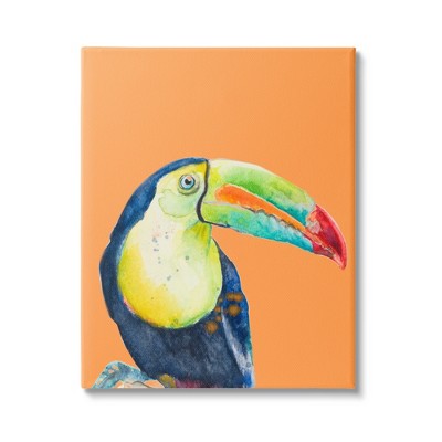 Stupell Industries Tropical Toucan Vivid Portrait Gallery Wrapped Canvas Wall Art