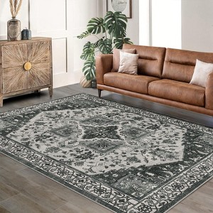 Boho Area Rug, Machine Washable Runner Rug - Non-Slip Vintage Distressed Carpet for Living Room, Bedroom & Hallway - 1 of 4
