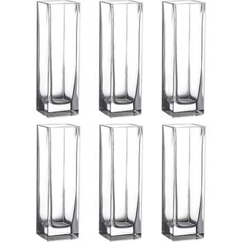WHOLE HOUSEWARES Mini Clear Glass Tall Square Block Vase, Set of 6