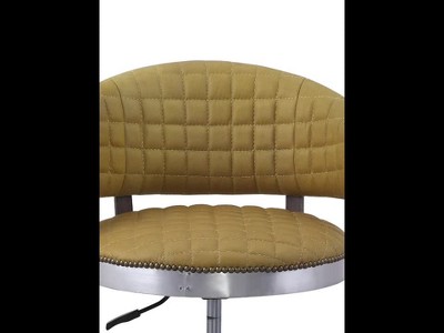 Turmeric Top Grain Leather Swivel Chair with Chrome Base