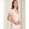Allegra K Women's Cowl Neck Short Sleeve Dressy Casual Satin Top - 4 of 4