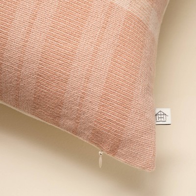 Blush Cotton Plaid 24" Square Throw Pillow