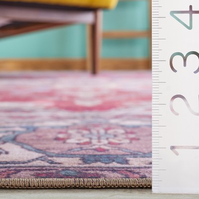 Tucson Red and Beige Synthetic Washable Area Rug