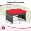 Costway Patio Ottomans Set of 2 PE Rattan Footstools with Removable Cushions & Metal Frame Red/Gray/Black/White/Turquoise/Navy - 3 of 4