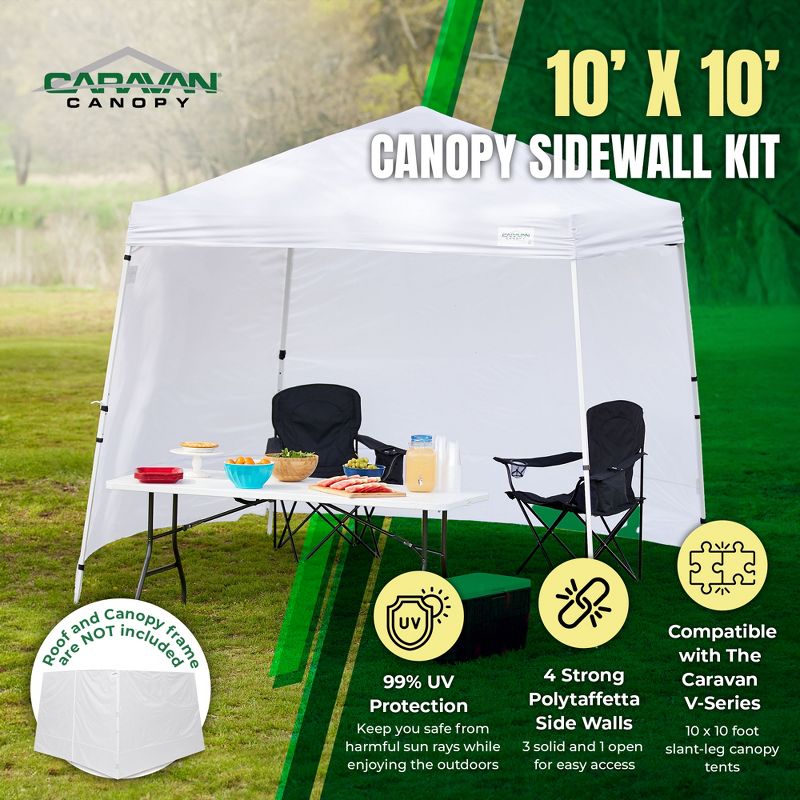 Caravan Canopy V-Series 10 x 10 Foot Tent Sidewalls, White (Sidewalls Only), 2 of 7