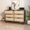 NicBex 6-Drawer Rattan Dresser,Chest of Drawers with Rattan Design,Wooden Dressers for Bedroom,Living Room,Natural Style,Oak/Black - 2 of 4