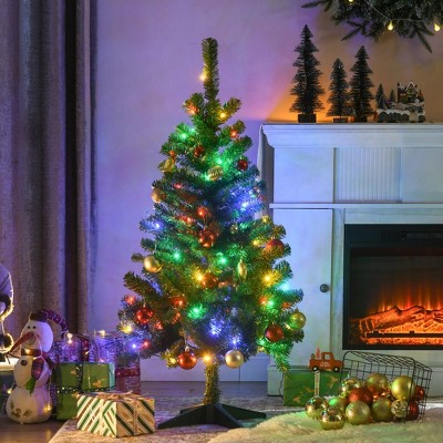 Whisen 4FT Prelit Artificial Christmas Tree with 208 Branches, 100 LED Lights, Auto Open - Green