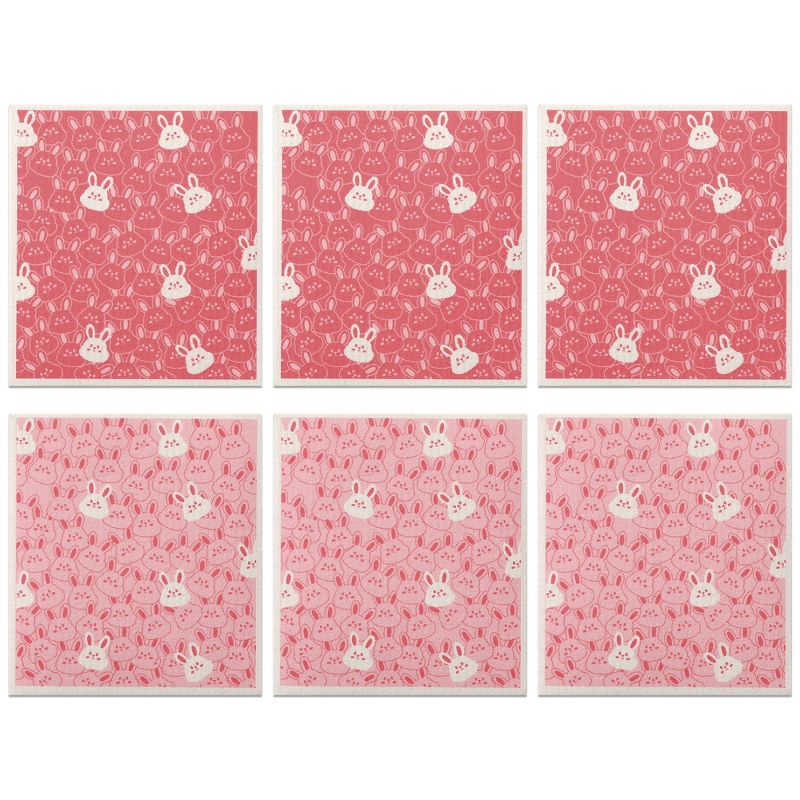 Unique Bargains Lightweight Super Absorbent Cute Pattern Kitchen Dish Towels 6 Packs 7" x 8", 1 of 7