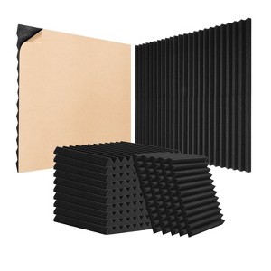 VEVOR Acoustic Foam Panels, 48 Pack 12 x 12 x 1 inches, Adhesive High Density Soundproof Wall Panels,Fire-Resistant Acoustic Panels,Black - 1 of 4