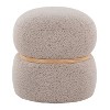Cinch Contemporary Pouf Ottoman in Beige Fabric and Natural Wood by LumiSource - 2 of 4