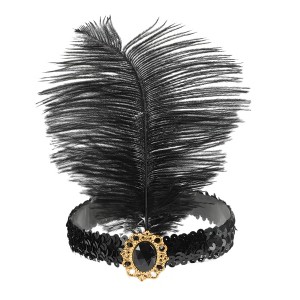Unique Bargains Women's Feather Faux Diamond Sequins Headband 1 Pc - 1 of 4