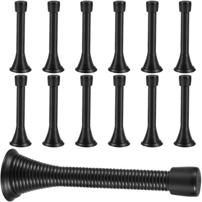 Attop 12 Pack 3 1/4 Inch Flexible Heavy Duty Spring Door Stops (Black) ¨C Wall/Door Protection, Kid-Safe, Easy Install for Home