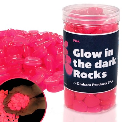 Graham Products Products 190 Pieces Glow in the Dark Rocks | Indoor & Outdoor Use - Garden, Fish Tank Pebbles - Pink