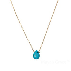 Maya's Grace Gold Oval Turquoise Necklace - Adjustable and Stylish - 1 of 4