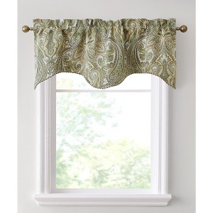 HLC.ME Paris Paisley Rod Pocket Short Scalloped Curtain Valance Basement, Bathroom, Kitchen and Small Windows - 1 of 4