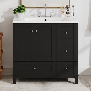 Versatile Bathroom Vanity with Sink: Elevate Your Space with Clean Lines and Contemporary Style in Any Finish - 1 of 4