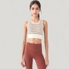 Anna-Kaci Active Women's Striped Sleeveless Crop Top with Fitted Hem and Round Neckline - X Large, Brown - 2 of 4