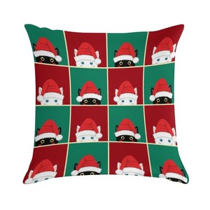 Black White Cat Chess Board Christmas Pillow Covers 18x18 Decorative Throw Pillows Soft Square Cushion Covers for Couch Sofa Bedroom - 1 of 1